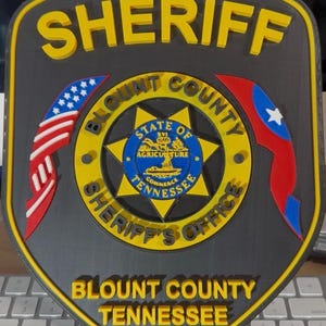 Decoración con insignia del sheriff del condado de Blount, parche para colgar en la pared impreso en 3D