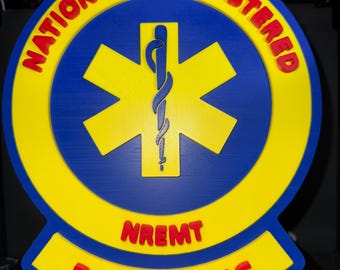 Placa mural del Registro Nacional de Paramédicos, NREMT Paramedic, parche impreso en 3D