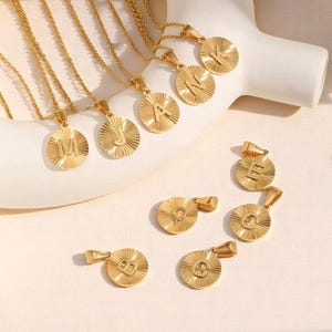 Collar con inicial de oro de la A a la Z, cadena rolo de acero inoxidable, colgante personalizado con el alfabeto, regalo de joyería para mujer