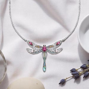 Collar de libélula de plata de ley 925, colgante de insecto colorido para mujer, regalo de joyería bohemia natural, plata caprichosa