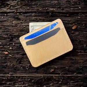Handmade Leather Wallet for Men, Slim Minimalist Card Holder, Gift for Him