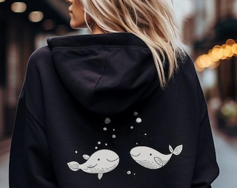 Underwater Sea Animal Whale Back Print Sweatshirt or Hoodie, Ocean Life Sweatshirt, Beach Hoodie, Oversize Hoodie, Animal Lover