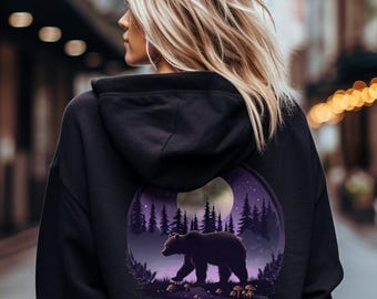 Bär Back Print Sweatshirt oder Hoodie, Natur Sweatshirt, Grizzlybär Hoodie, Tierliebhaber Hoodie, Geschenk für Bärenliebhaber