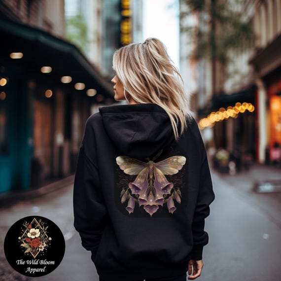 Butterfly Back Print Sweatshirt or Hoodie, Nature Sweatshirt, Moth
