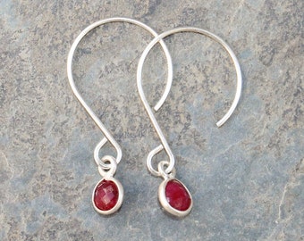 Ruby Earrings, Dark Pink Stone Earrings, Pink Earrings, Sterling Silver Earrings, Gemstone Earrings, Holiday Earrings, For Her, Ruby Jewelry