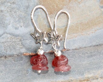 Lotus Earrings, Muscovite Earrings, Pink Flower Earrings, Sterling Silver Earrings, Pink Earrings, Natural Stone Earrings, For Her