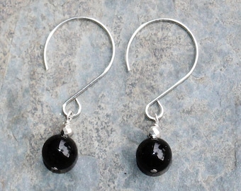 Black Onyx Earrings, Black Stone Earrings, Sterling Silver Earrings, Natural Stone Earrings, Semi Precious Stone, Gemstone Earring, Handmade