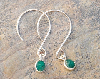 Emerald Earrings, Green Stone Earrings, Green Earrings, Sterling Silver Earrings, Gemstone Earrings, Holiday Earrings, Emerald Jewelry