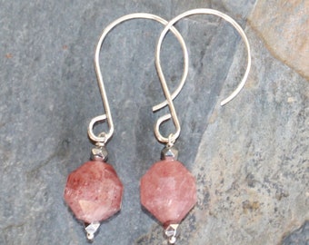 Muscovite Earrings, Pink Stone Earrings, Pink Earrings, Sterling Silver Earrings, Natural Stone Earrings, Gemstone Earrings, For Her