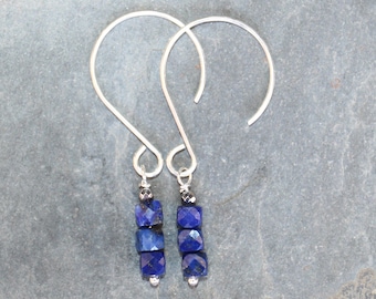 Lapis Lazuli Earrings, Sterling Silver Earrings, Natural Stone Earrings, Lapis Earrings, Blue Earrings, Fall Earrings, Holiday Earrings