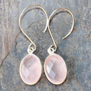 Rose Quartz Earrings, Gemstone Earrings, Pink Earrings, Sterling Silver Earrings, Dangly Earrings, Rose Quartz Jewelry, Teardrop Earrings