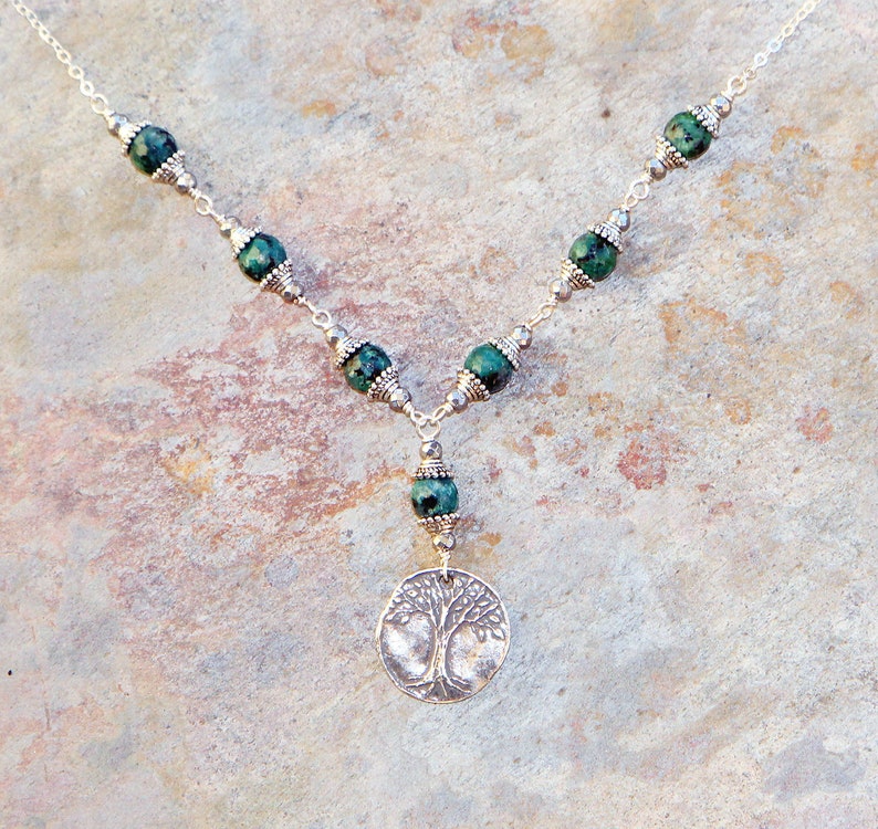 Handmade Jewelry Set Bohemian Jewelry Set Blue Jewelry Set Blue Agate Jewelry Set Tree of Life Jewelry Set Natural Stone Jewelry Set