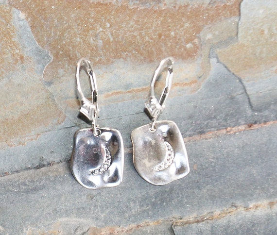 Moon Earrings, Sterling Silver Earrings, Moon Jewelry Moon Earrings, Sterling Silver Earrings, Moon Jewelry