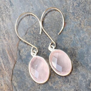 Rose Quartz Earrings, Gemstone Earrings, Pink Earrings, Sterling Silver Earrings, Dangly Earrings, Rose Quartz Jewelry, Teardrop Earrings