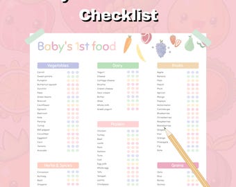 Lista de los primeros 100 alimentos del bebé: Registro de alimentos editable (plantilla de Canva)