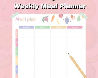 Baby Meal Planner: Weekly Feeding Tracker, Canva Template (Printable PDF)