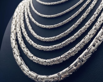 Collana a catena bizantina in argento sterling 925 massiccio, regalo per uomo