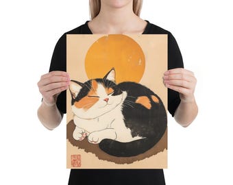Cat Ukiyoe Digital Art | Japanese Cat Art | Printable Wall Art | Cat Lover Gift | Ukiyoe Decor | Cat Print | Japanese Art Print | Cat Prints