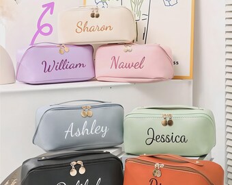 Bolsa de maquillaje de piel sintética bordada personalizada: Estuche para cosméticos personalizado