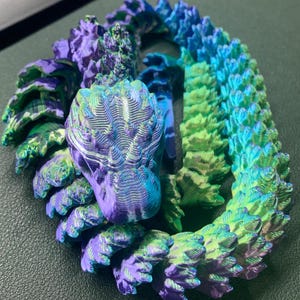 Crystal Snake 20in | Articulated 3D Printed Snake | Poseable Desk Toy | Cinderwing3D Inspired Collectible | Flexible Fidget Gift
