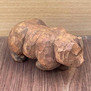 Hand-Carved Painted Wooden Bear - Realistic Animal wood sculpture- Handmade Basswood Carving Gift