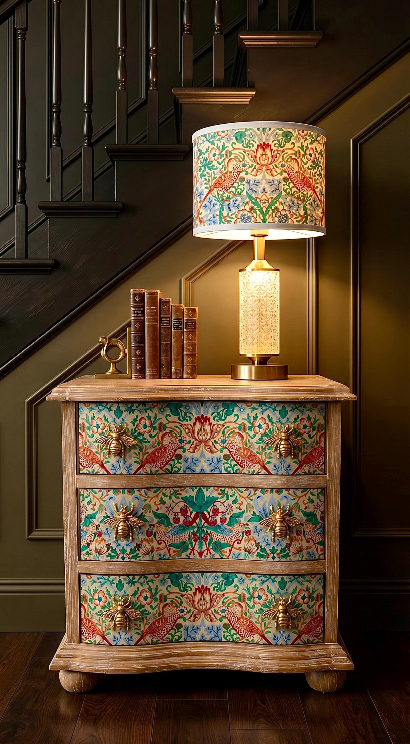 Dresser, Nightstand, Floral Nightstand, HandCrafted Dresser/Nightstand, Boho Vintage Nightstand, Boho Storage, Custom Designed, Gift for Her - Nightstand Only, Light Brown