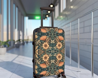 Maleta vintage con diseño floral, equipaje elegante, bolsa de viaje, equipo vacacional, aventura de verano, regalo para viajeros