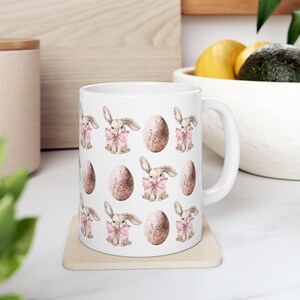 Easter Bunny Ceramic Mug, Best Friend Gift, Cute Bunny Coffee Cup, Spring Decor Gift, Tea Mug for Kids, Animal Lovers, Holiday Celebration