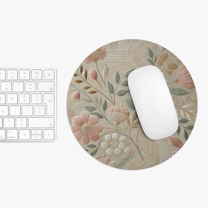 Floral Mouse Pad, Vintage Chic Desk Accessory, Flower Design Work Mat, Great Gift for Home Office, Mother&#39;s Day Decor