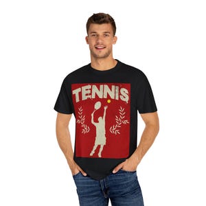 Vintage Tennis Vibe T-Shirt | Athletic Tee for Sports Lovers | Gift for Tennis Players | Unisex Garment-Dyed Apparel | Sporty Casual Wear