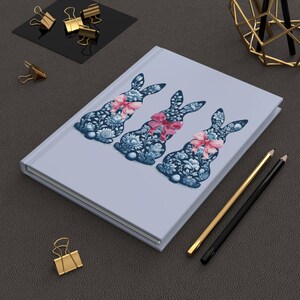Journal à couverture rigide floral avec noeud de lapin, carnet élégant pour le printemps, cadeau pour Pâques, journal pour enfants et adultes, journal d&#39;écriture mignon
