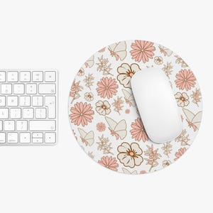 Floral Mouse Pad, Elegant Desk Accessory, Gift for Flower Lovers, Office Decor, Mother&#39;s Day Gift, Personalized Mouse Mat