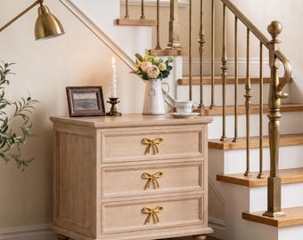 Dresser, Nightstand, Bow Nightstand, HandCrafted Dresser/Nightstand, Luxury Vintage Nightstand,Gold Bow Dresser,Custom Designed,Gift for Her