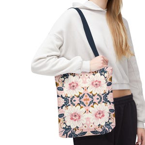 Vintage Boho Floral Tote Bag, Retro Pink Floral Bag, Eco-Friendly Carryall, Unique Gift for Her, Flower Market Bag, Perfect for Shopping,