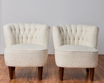 Pair of Authentic Vintage 1950's Otto Schulz Bouclé Chairs