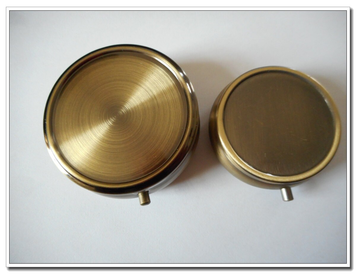 antique brass round pill case pill box For DIY Etsy