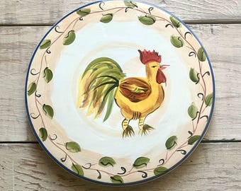 SALVAMANTEL RETRO CON DISEÑO DE GALLO: Úselo como pieza central para un Lazy Susan de mosaico o para servir, comer o cocinar artículos de cocina de estilo vintage de mediados de siglo.