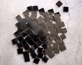Free Shipping! BLACK 1/2" Stained Glass SQUARE TILES: Lot of 84, 1/2 x 1/2 Mosaic Tile Supply