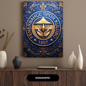 Fenerbahçe Wall Art Poster 1907 Emblem Blue Gold Decorative Design Office Decor Gift for Turkish Football Fans High Quality Print FB