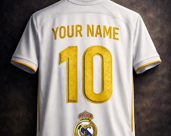 Maillot personnalisé premium du Real Madrid CF, nom et numéro personnalisés du maillot de football, art mural en téléchargement numérique de haute qualité