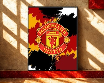 Affiche du logo Manchester United, art mural Manchester en téléchargement numérique, emblème, impression imprimable, décoration de sport, décoration de bureau à domicile, décoration d'art mural