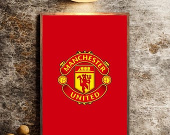 Affiche du logo Manchester United Art mural Manchester en téléchargement numérique MU Impression d'emblème de club de football, décoration de sport imprimable, décoration de bureau à domicile