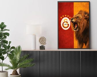 Impression du logo du lion de Galatasaray, décoration football turc (téléchargement numérique) maison et bureau Art déco murale de haute qualité