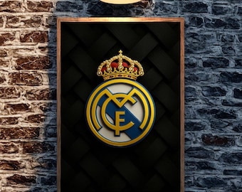 Art mural du Real Madrid, décoration de football minimaliste (téléchargement numérique) Art mural pour la maison et le bureau, décoration de haute qualité