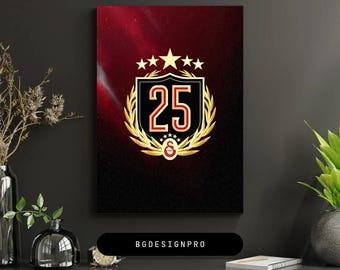 Affiche du 25e championnat de Galatasaray : étoiles d'or art du football turc
