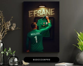 Impression d'adieu Fernando Muslera : art mural légende de Galatasaray art mural maison et bureau