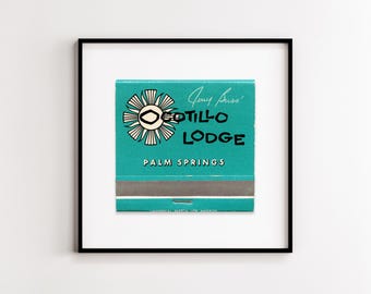 Ocotillo Lodge (Palm Springs) - Vintage 1950s Matchbook Cover Glicée Print - California Hotel Resort Ephemera - Framed Unframed Wall Art