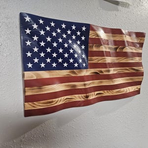 Wavy Wooden American Flag