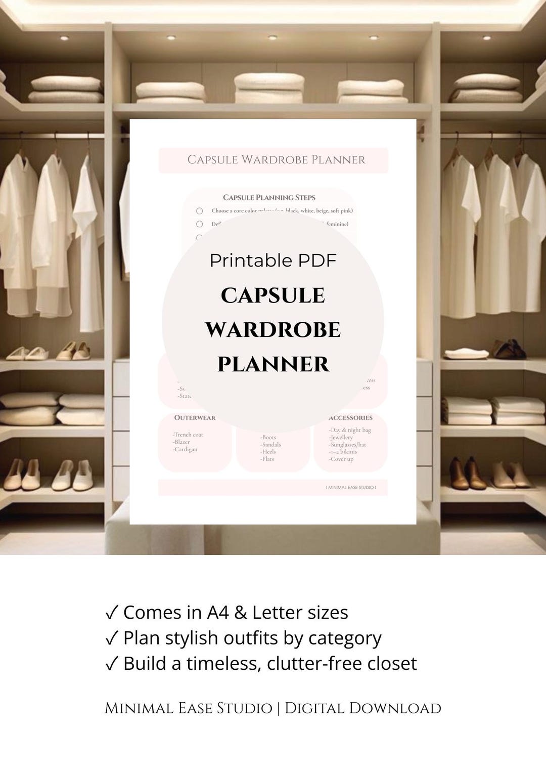 Capsule Wardrobe Planner Printable | Minimalist Closet & Outfit ...