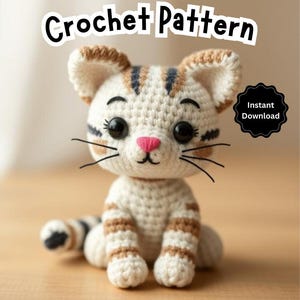 Crochet Cat Amigurumi Pattern | Poseable Kitten, Nursery Decor (PDF Pattern)